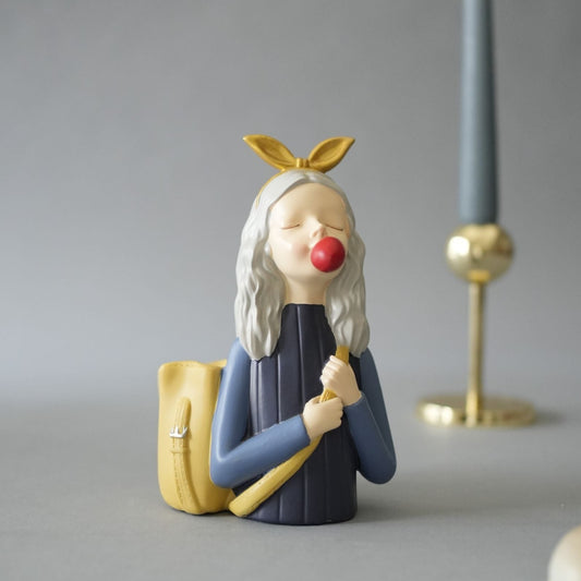 Blissful bubble girl sculpture