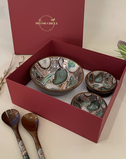 Agate Wooden Salad Bowl Gift hamper