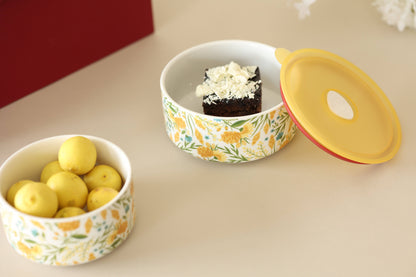 Decorative Yellow Storage bowl with Lid