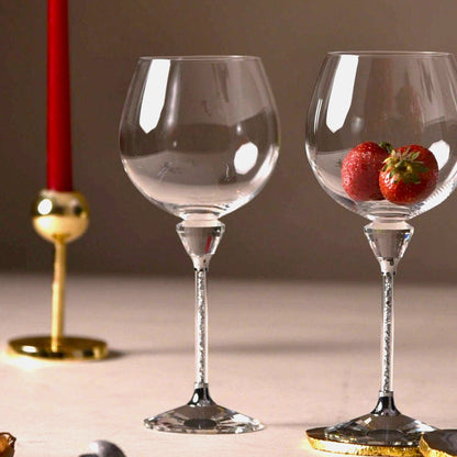 Caelus Silver Crystal Goblet Wine Glasses (Set of 4)