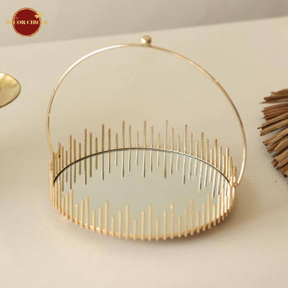 Metal Mirror Multipurpose Gold Basket