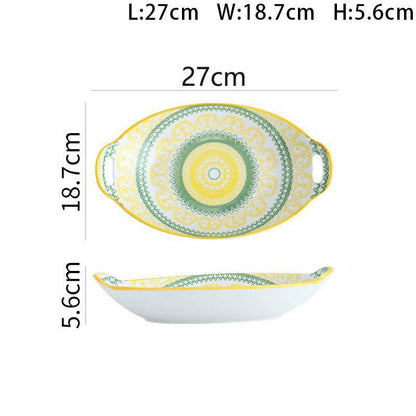 Multipurpose Yellow Oval Ceramic Platter ( Large )