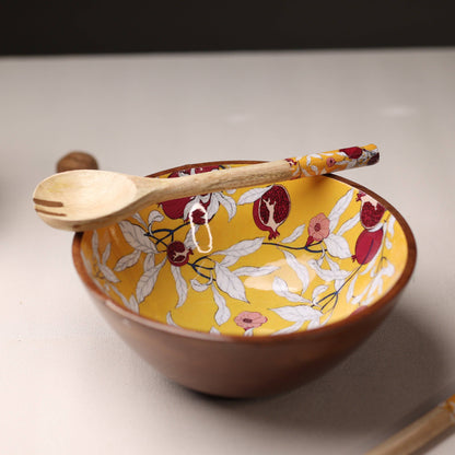 Sunny Pomegranate Wooden Multipurpose Salad Bowl - The Decor Circle