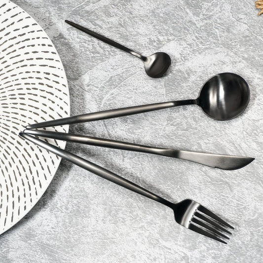 Flatware Matt black Dinner Cutlery Set (set of 24pcs)