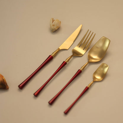 Tableware Luxury Indomitus Red Gold Cutlery Set - The Decor Circle