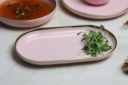 Beatus Ceramic Oval Starter Pink Platter - The Decor Circle